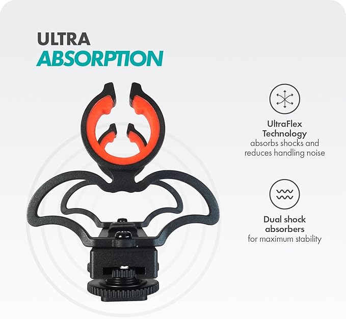 Movo SM6 Ultraflex Premium Shockmount for Shotgun Microphones – Compatible with Rode NTG Series, Sennheiser MKE600, Audio-Technica AT875R, and More - Image 4