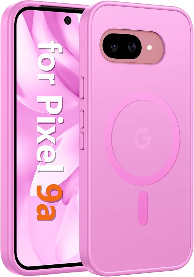 FNTCASE for Google Pixel 9a Case, Fit for Magsafe, Translucent Matte Back | Magnetic Phone Cases, 14FT Military Grade Drop Protection, Protective Cover, Shockproof Bumper, Pink by FNTCASE