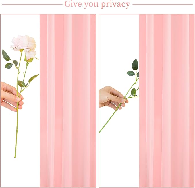 8 Panels Blush Pink Backdrop Curtain for Parties Wedding Wrinkle Free Pink Photo Curtains Backdrop Drapes Fabric Decoration for Baby Shower Birthday Party 40ft(W) x 10ft(H) - Image 7