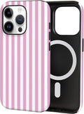 TPU Phone Case for iPhone 15 Pro, MagSafe Wireless Charging Compatible, Shockproof Slim Fit Protective Cover with Anti-Yellowing & Raised Camera Protection (Pink Stripe, iPhone 15 Pro) by Unknown
