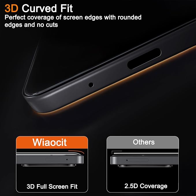 Wiaocit Tempered Glass Screen Protector for Samsung Galaxy A17 5G | 3+3 Pack, 9H Hardness, Camera Lens Protector, Installation Frame, Bubble Free, Case Friendly - Image 5