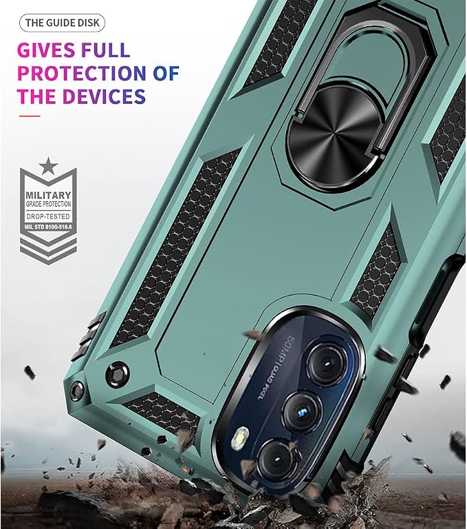 for Moto G 5G 2022 Case, Motorola Moto G 5G Case with HD Screen Protector, [Military Grade 16ft. Drop Tested] Ring Shockproof Protective Phone Case for Motorola G 5G 2022,Dark Green - Image 3