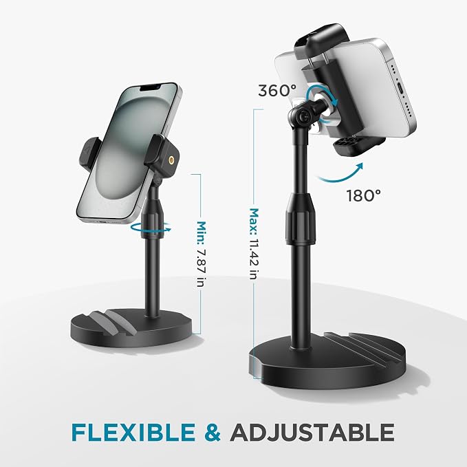 InnoGear Webcam Stand Mount for Desk Table Telescopic with Phone Holder | for Logitech Webcam C922 C930e C920S C920 C615 C960 C920x BRIO 4K NexiGo N60, Eye-Level Framing, Vertical, Max Height 11.42" - Image 4