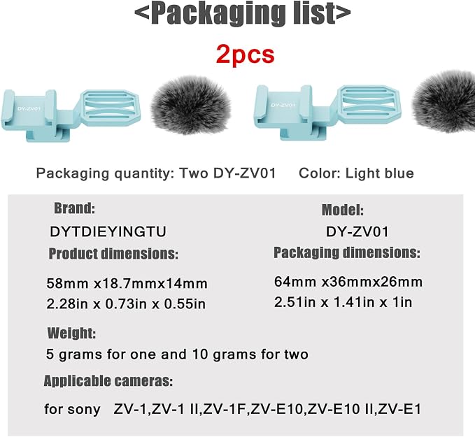 (2 Pack) Cold Shoe Adapter for Sony ZV-1,ZV-1 II,ZV-1F,ZV-E10,ZV-E1M2/ZV-E1 | Can be equipped with a mic and a fill light,for vlogging;fur reduces wind noise,Weighs as little as 6g,Non-slip,plug and play - Image 7