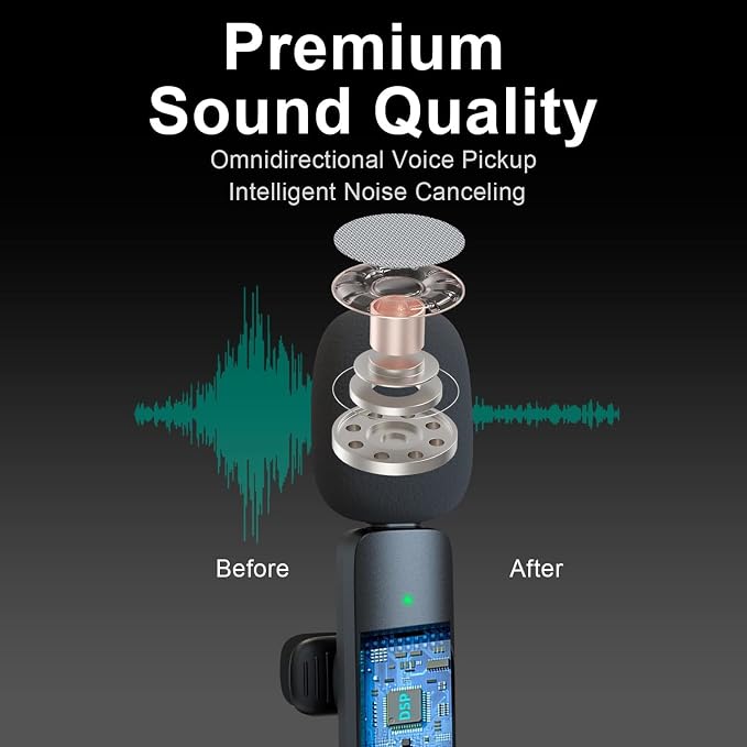 Professional Wireless Lavalier Microphone for iPhone, iPad, Android Phone, Mini Microphone, Wireless Lapel Mic for Video Recording, Interview Podcast Vlog YouTube Tiktok for Content Creators - Image 4