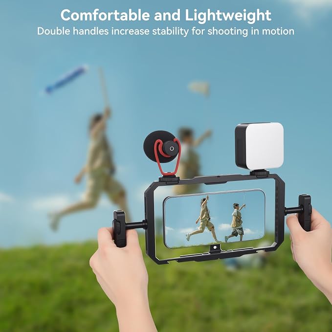 UTEBIT Quick Release Phone Cage, Smartphone Video Rig Kit with Handles | Aluminum Handheld Filmmaking Vlogging Case Stabilizer for Videomaker, for iPhone 17/16/15, for Android Phones, Samsung - Image 6