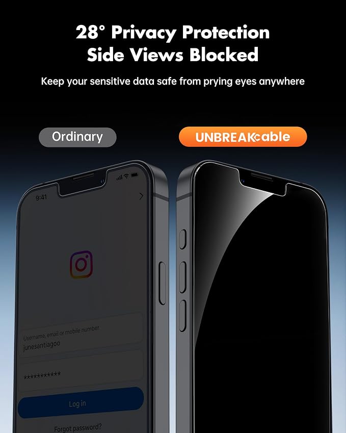 UNBREAKcable Privacy Screen Protector for iPhone 16e, 2-Pack | True 28° Anti-Spy, Shatterproof Tempered Glass, 9H Hardness, Easy Install, Bubble-Free, Anti-Scratch, Case Friendly - Image 2