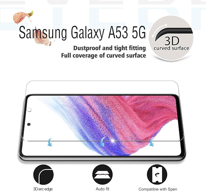 Galaxy A53 5G Premium Tempered Glass Screen Protectors, [2 Pack] [Anti-scratch] [3D Glass] [Case-Friendly] Screen Protector Glass for Samsung Galaxy A53 - Image 3