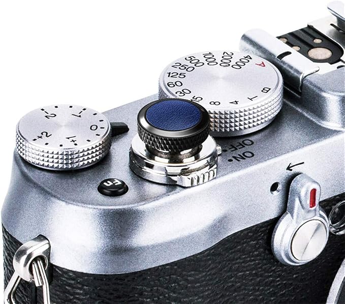 Soft Camera Shutter Release Button Cap for Fuji X-T30 III XM5 X Half X100VI X-T30II X-T20 X-T10 X-E5 X-E4 XE4 X-E3 X-E2 X-E2S X-E1 X-T4 XT3 X-Pro3 XPro2 X100V X100F X100T X100S X30 GFX100RF Black+Blue by JJC