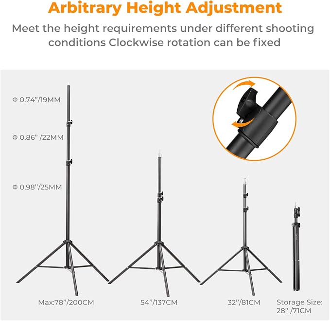 K&F CONCEPT Light Stand for Photography, 6.5ft/2M Extendable Tripod | Lighting Tripod with 1/4" Screw for Lighting/Strobe Light/Webcams/Cameras/Softbox, with Storage Bag, TL01 - Image 4