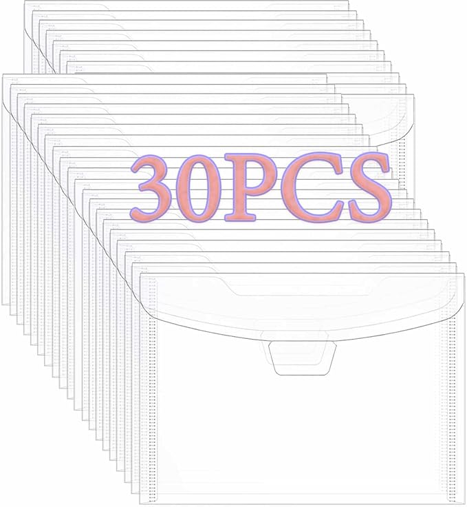 30Pieces Clear Stamp and Dies Storage Bags,Plastic Scrapbooking Storage Bags 7.5x5.5inch Die Storage Pockets Resealable Plastic Envelopes Pockets for with Label Stickers for Cutting Dies Stencil Craft by CYFUNDESIGN