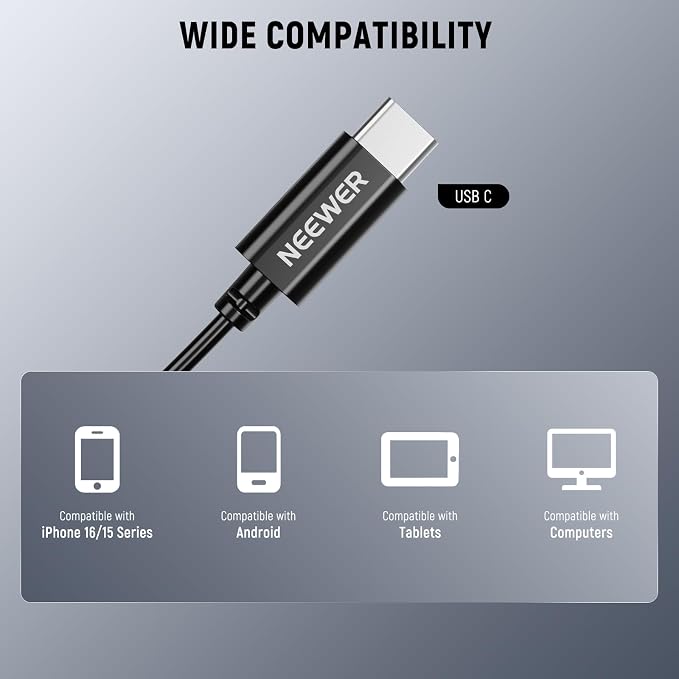 NEEWER Mini USB C Lavalier Microphone 2 Pack Compatible with iPhone 16 15 Pro Max Android Phone Tablet PC, Clip On Omnidirectional Condenser Lapel Mic with 2m/6.6ft Cable - Image 3
