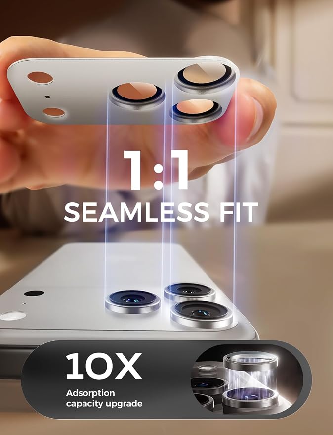 MAGIC JOHN 2 Pack Camera Lens Protector for iPhone 17 Pro 6.3 inch,Sliver | Full Coverage, Metal Aluminum Alloy Camera Lens Film, HD Clear, Scratch Resistant, Case-Friendly - Image 2