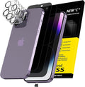 NEW'C 3x Privacy for iPhone 14 Pro Screen Protector (6.1 inches)+ 3x Camera Lens Protector, Sensor Protection,Case Friendly Tempered Glass Film + Dust Plug - Enhanced Privacy Angle of 28 Degrees by NEWC