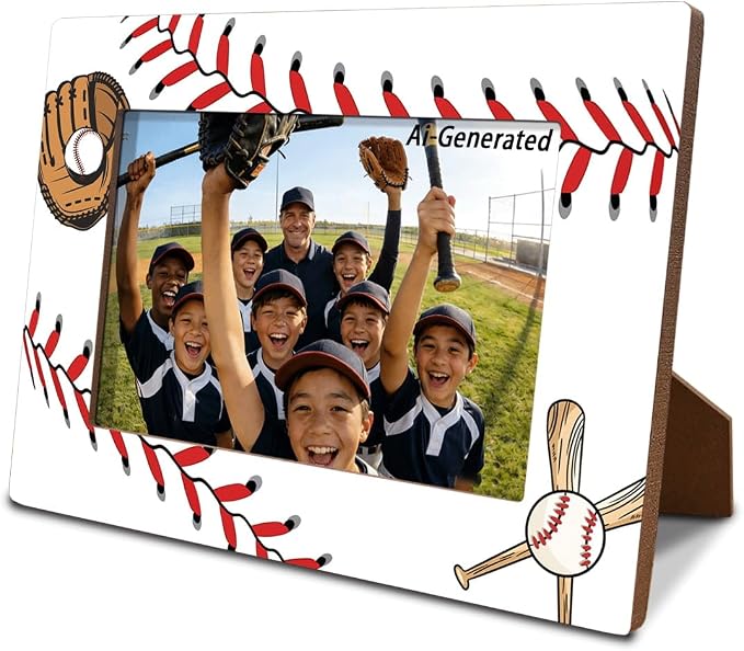 Baseball Picture Frame for 4x6 Photo, Sports Team Photo Frame with Easel Back, Baseball Decor for Desk Shelf, Gift for Players Boys Girls Team Senior Night by Unknown
