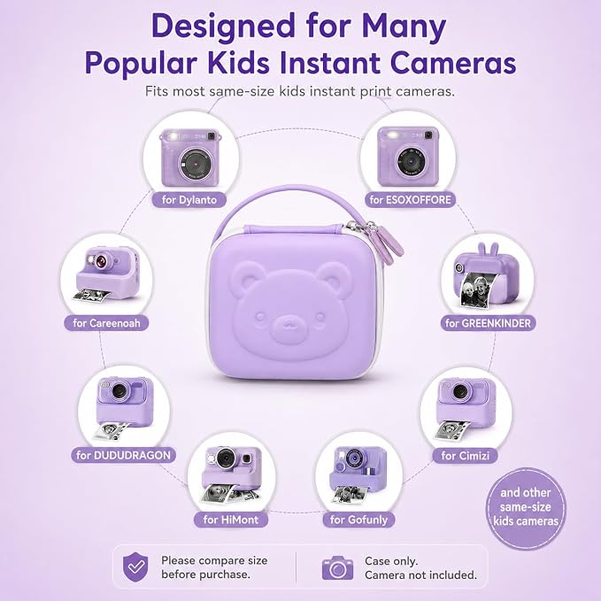 PAIYULE Kids Instant Print Camera Case for ESOXOFFORE for Dylanto | Hard Shell,Mesh Pocket,Wrist Strap,for Gofunly,for GREENKINDER,for DUDUDRAGON,for Zostuic,for Careenoah (Box Only)SkyBlue - Image 2