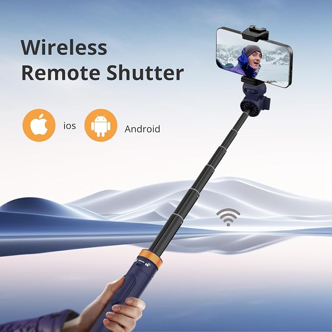 Sensyne 72" Phone Tripod, Extendable Selfie Stick with Detachable Phone Holder Compatible with All Cell Phones/Camera Blue - Image 2
