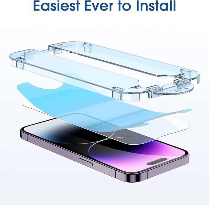 amFilm OneTouch for iPhone 14 Pro Screen Protector 6.1'' Tempered Glass | Auto-Alignment, 30s Install, Bubble Free, 9H Hardness, Scratch & Drop Protection, HD Clear, Case Friendly, 2 Pack (14P-6.1'') - Image 3