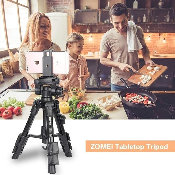 Mini Tripod for Camera,Zomei Travel Table Tripod with 3-Way Pan/Tilt Head 1/4 inches Quick Release Plate and Bag for DSLR Camera Tripod Carrying Bag - Image 3