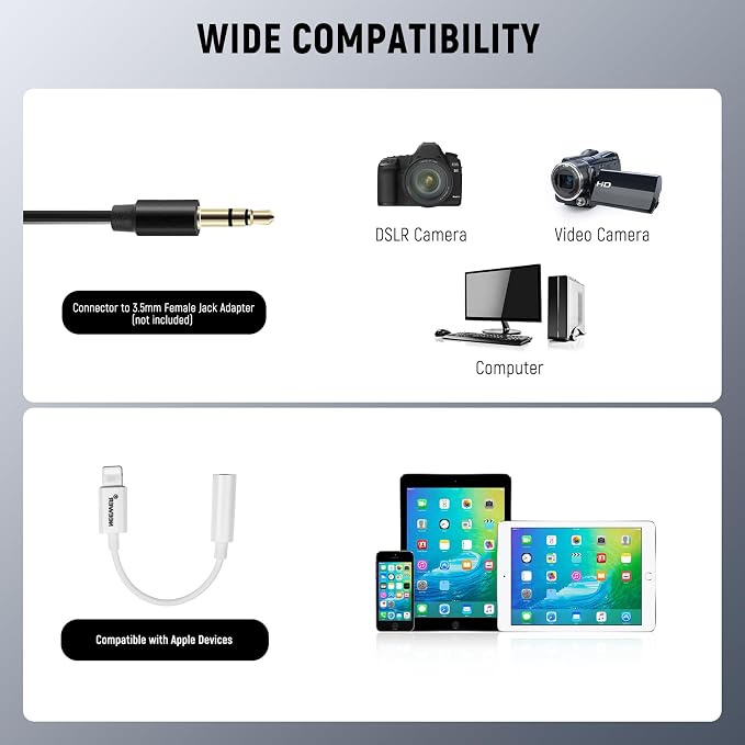 NEEWER 2 Pack Lavalier Lapel Microphone Compatible with DJI Wireless Mic Transmitters Rode Wireless GO II 2, Omnidirectional Condenser Wired Clip On Lav Mics for Stage YouTube Live Streaming, CM5 | Compatible with DJI Wireless Mic Transmitters Rode GO ... - Image 6
