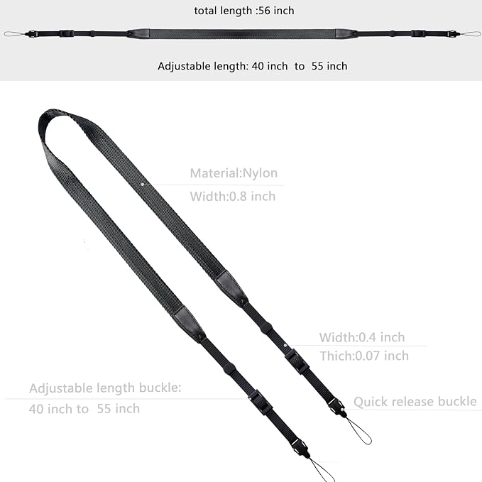 Camera Neck Strap/Thin Camera Strap or Binoculars Strap Black - Image 5