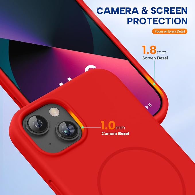 Miracase Silicone & Magnetic for iPhone 13 Case, Red | Compatible with MagSafe, Soft Microfiber Lining, Premium Silicone Cover Shockproof Drop Protection Phone Case for 13 - Image 7