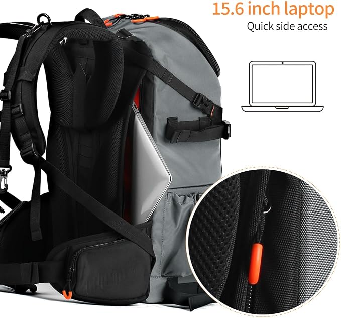 K&F CONCEPT Camera Bag 32L, 2 in 1 Camera Backpack | EVA Hardshell, Large Capacity, Rain Cover, 15.6" Laptop Compartment, Compatible with Sony Canon Nikon Fuji, B05 - Image 6