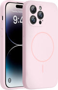 miracase Magnetic for iPhone 14 Pro Max Case, [Soft Anti-Scratch Microfiber Lining], Compatible with MagSafe, Silicone Shockproof Protection Phone Case for iPhone 14 Pro Max,Sand Pink by Miracase
