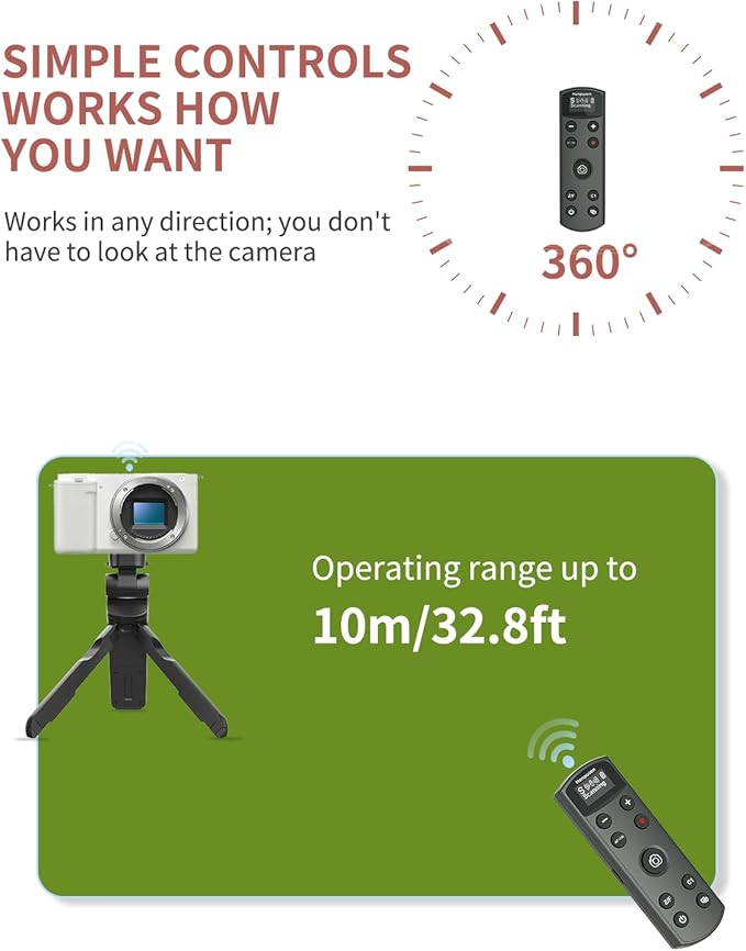 for Sony Camera Remote Control, Hanpusen Rechargeable Wireless Shutter Release with OLED Screen for ZV-E10/ZV-1/A7 III/A7 IV/ZV-1F/A6400/A6700/A6600/A6100/ZV-E1/FX30/A7C II/FX3, Replace RMT-P1BT - Image 5