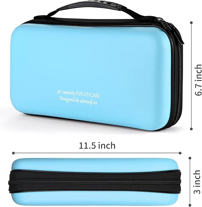 alavisxf xx CD Case, 96 Capacity Protective Zipper Disc Wallet for Car | EVA Shock-resistant, Double Zipper Closure, Portable Handle, DVD Storage Organizer, Anti-Slip Sleeves, for Home Office Travel - Image 4
