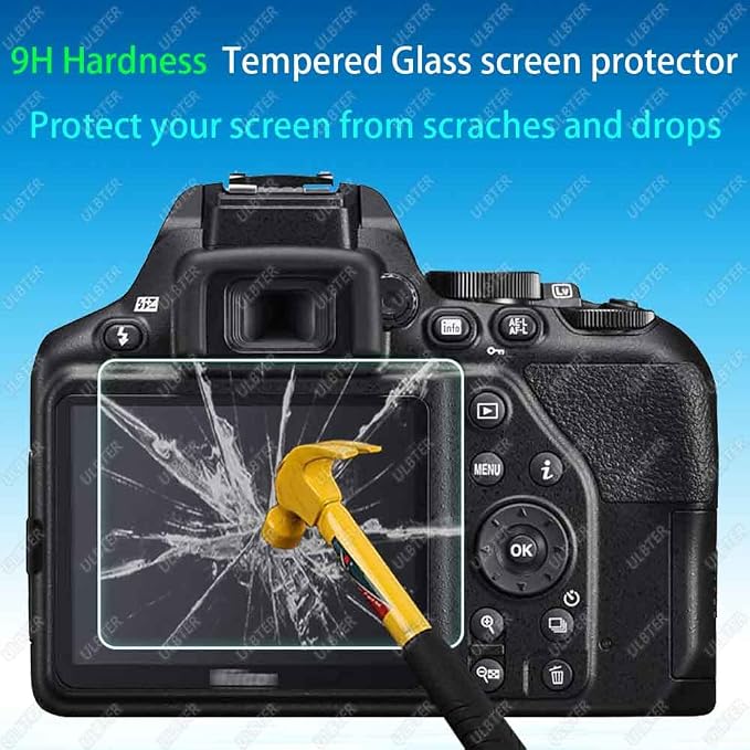ULBTER Screen Protector for Nikon D3500 D3400 D3300 D3200 D3100 [3+2Pack] | Tempered Glass + 2 Hot Shoe Cover 0.3mm 9H Hardness Anti-Scrach Anti-Bubble Anti-Water Anti-Dust - Image 3