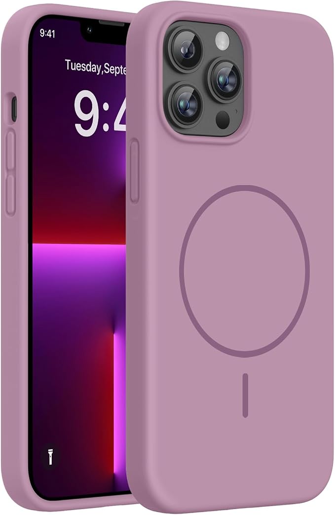 miracase Magnetic for iPhone 13 Pro Max Case, [Soft Anti-Scratch Microfiber Lining], Compatible with MagSafe, Liquid Silicone Shockproof Drop Protection Phone Case for 13 Pro Max, Blackcurrant by Miracase