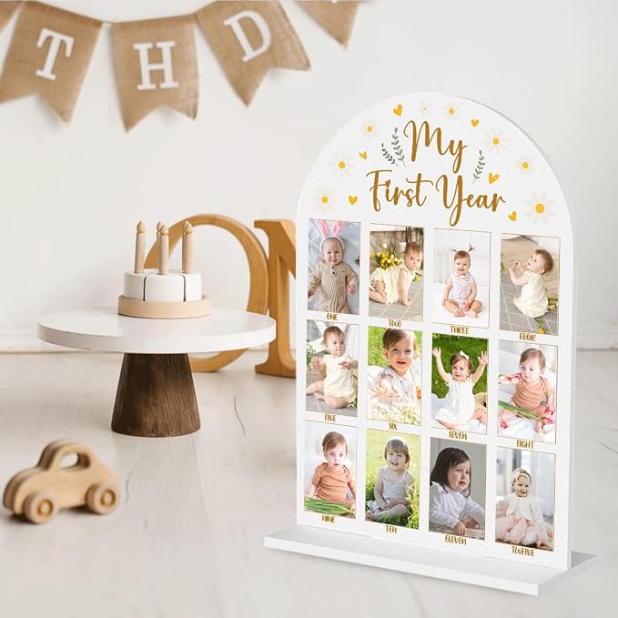 My First Year Photo Board Baby Milestone Signs One Year of Baby Photo Board, Best Babies Keepsake 10x14 Inches Acrylic Sign Decor Fits 2" x 3" Photo A11 - Image 5