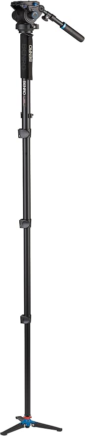 Benro Aluminum Series 4 Monopod w/ 3-Leg Locking Base and S6 Video Head (A48TDS6), Black - Image 4