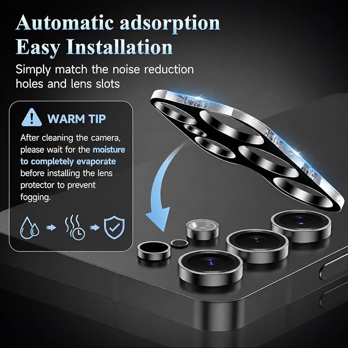 4 Pack Camera Lens Screen Protector for Samsung Galaxy S25 Ultra | 9H Tempered Glass Camera Lens Cover Decoration, Case Friendly, High Definition, Scratch-Resistant(Not for S25/S24/S23) - Image 6