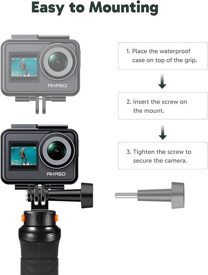 AKASO Waterproof Floating Hand Grip Action Camera Accessories | Compatible with EK7000/EK7000 Pro/Brave 4/Brave 7 LE/Brave 7/Brave 8/V50X/GoPro Hero 13 12 11 10 9 /DJI Osmo Action Camera - Image 4