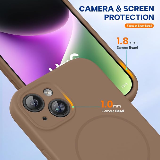 miracase Magnetic for iPhone 14 Case, [Soft Anti-Scratch Microfiber Lining], Compatible with MagSafe, Liquid Silicone Case Shockproof Drop Protection Phone Case for 14, Chocolate - Image 7