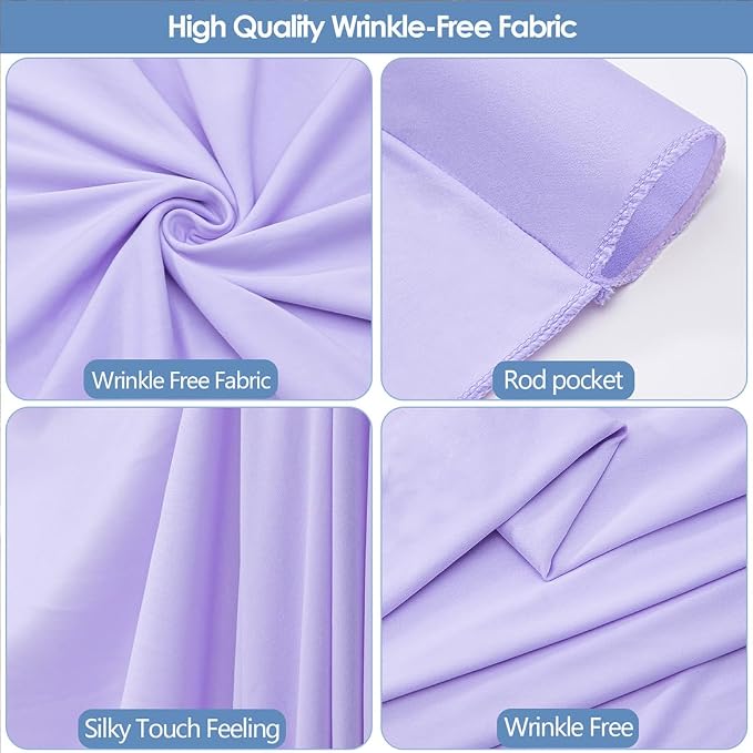 30x10ft Wrinkle Free Lavender Backdrop Curtain for Parties Soft Fabric Drapes Wedding Curtain Backdrop for Birthday Party Decorations Background for Photography 5x10ft,6 Panels - Image 4