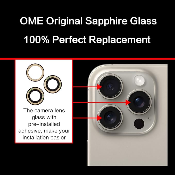 ASDAWN Back Rear Camera Lens Glass Replacement for iPhone 15 Pro Max 6.7 Inches with Pre-Installed Adhesive, ASDAWN Back Camera Lens Glass kit with Installation Manual + Repair Tool Set - Image 4
