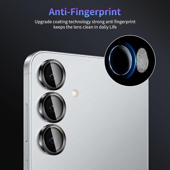 Camera Lens Protector for Samsung Galaxy S25 Plus,1 Pack | Tempered Metal Glass Camera Cover Film,HD Clear,Anti-Scratch Lens Screen Protector Film,Case Friendly,Black Titanium - Image 6