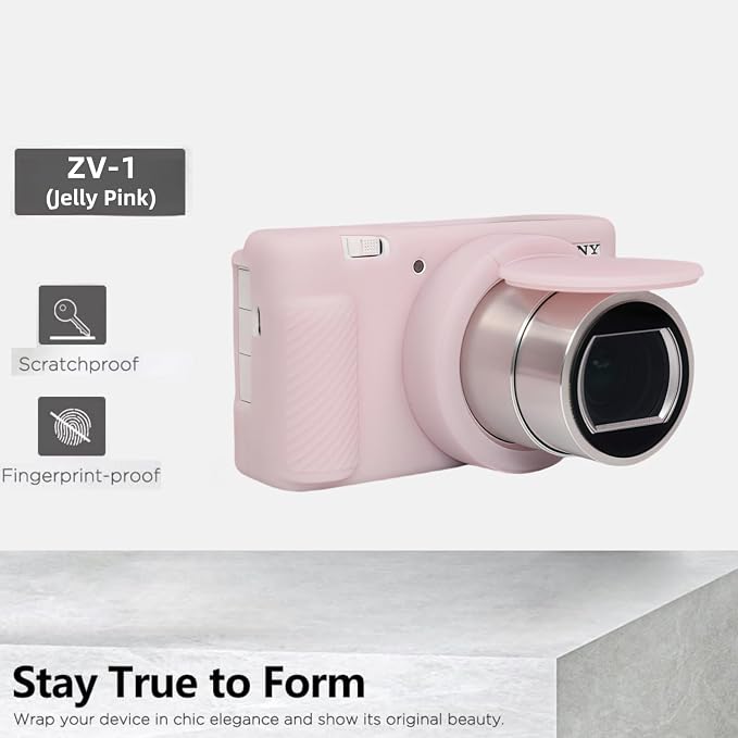 Camera Case for Sony ZV1 Digital Camera.ZV-1 Accessories | Soft Silicone Protective Case Removable Lens Cover,Comes with 2 Screen Protectors and 1 Wrist Strap.(Jelly Pink) - Image 4