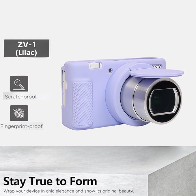 Camera Case for Sony ZV1 Digital Camera.ZV-1 Accessories | Soft Silicone Protective Case Removable Lens Cover,Comes with 2 Screen Protectors and 1 Wrist Strap.(Lilac) - Image 4