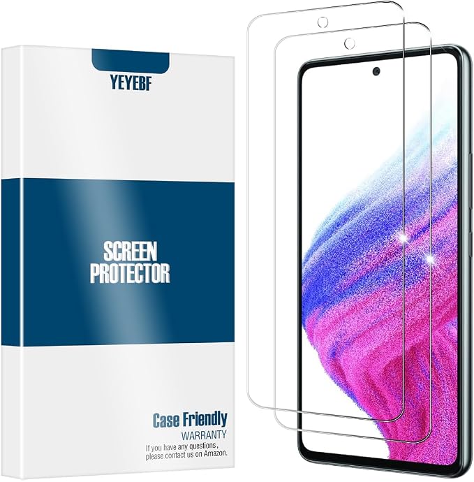 Galaxy A53 5G Premium Tempered Glass Screen Protectors, [2 Pack] [Anti-scratch] [3D Glass] [Case-Friendly] Screen Protector Glass for Samsung Galaxy A53 by YEYEBF
