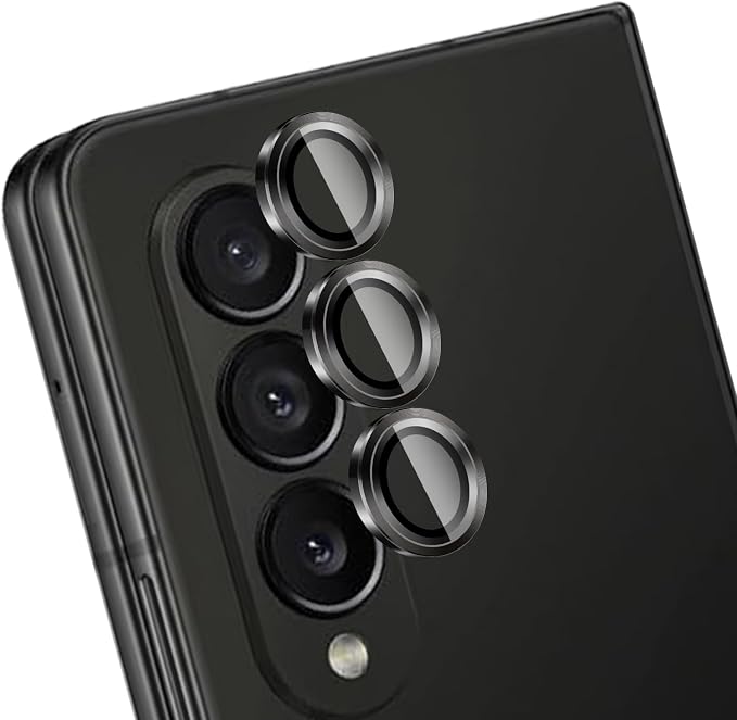 Camera Lens Protector for Samsung Galaxy Z Fold 4,1 Pack | Tempered Metal Glass Camera Cover Film,HD Clear,Anti-Scratch Lens Screen Protector Film,Case Friendly,Black Titanium by Unknown