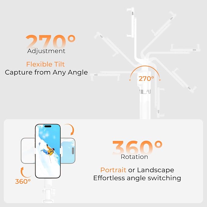 Sensyne 53" Selfie Stick for Phone, Extendable Travel Tripod with Detachable Remote for Photography, Selfies, Compatible with All Cell Phones, White - Image 5