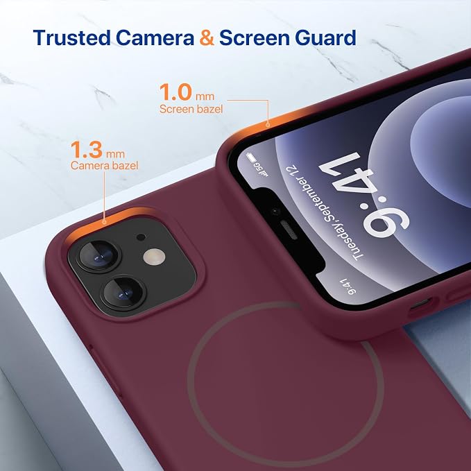 Miracase Magnetic for iPhone 12 Case/iPhone 12 Pro Case, Wine Red | Compatible with MagSafe, Anti-Scratch Microfiber Lining, Premium Silicone Shockproof Drop Protection Phone Case for 12/12 Pro - Image 6
