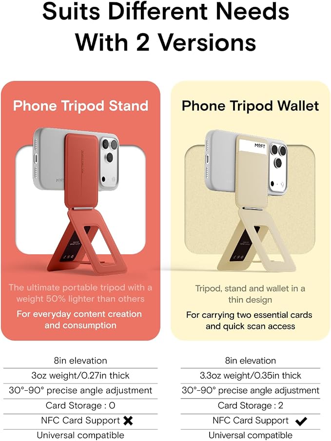 MOFT Phone Tripod Stand, Portable Selfie Stick for iPhone, Mulit-Angle | Pocket Size | Strong Magnets l MOVAS Leather | Magsafe Compatible | Easy to Charge | Stylish |For Content Creators - Image 2