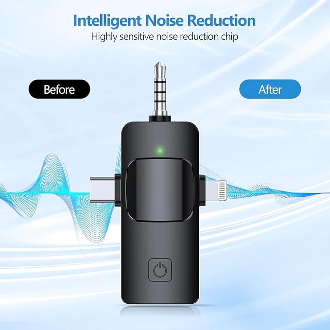Wireless Lavalier Microphone for iPhone & Android & iPad & Camera - 2 Pack 3 in 1 Mini Microphones with Noise Reduction Lapel Mic for ​​Live Stream Content Creators Podcast - Image 2