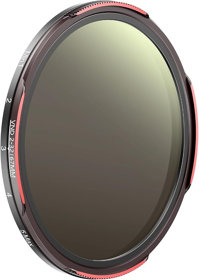 TELESIN 67mm Variable ND2-32 Filter, DSLR Camera Lens, Multi-Layer Nano-Coated Glass, AR&AF Coating, No X Pattern, Long Exposure & Motion Blur, Water & Fingerprint Protection, for Smartphone Mounts by telesin