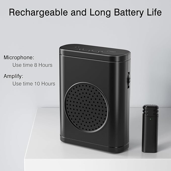 Wireless Voice Amplifier with Wireless Lavalier Microphone, Bluetooth Speaker, PA System, Support USB/TF/SD Card, Cordless Omnidirectional Mic for Teacher, Streaming, Classroom, Speech, Meeting, Yoga - Image 4
